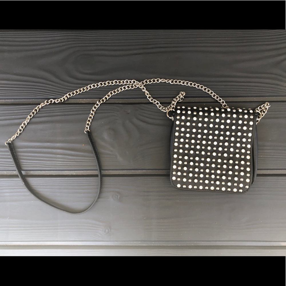 Black Rhinestone Chain Crossbody Bag